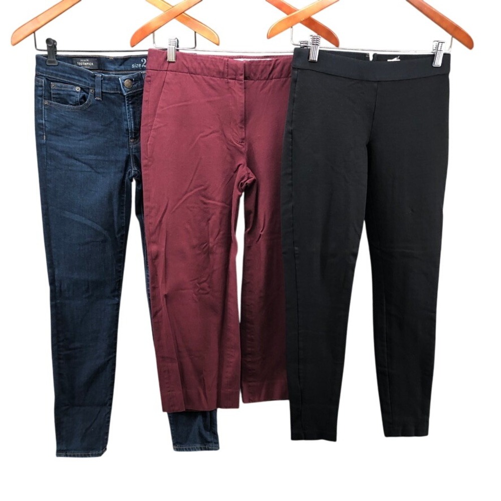 J.Crew Pants Bundle Womens 4 27 Blue Burgundy Black Skinny Chino Legging